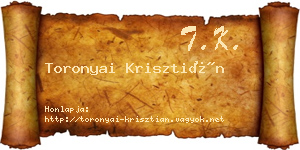 Toronyai Krisztián névjegykártya